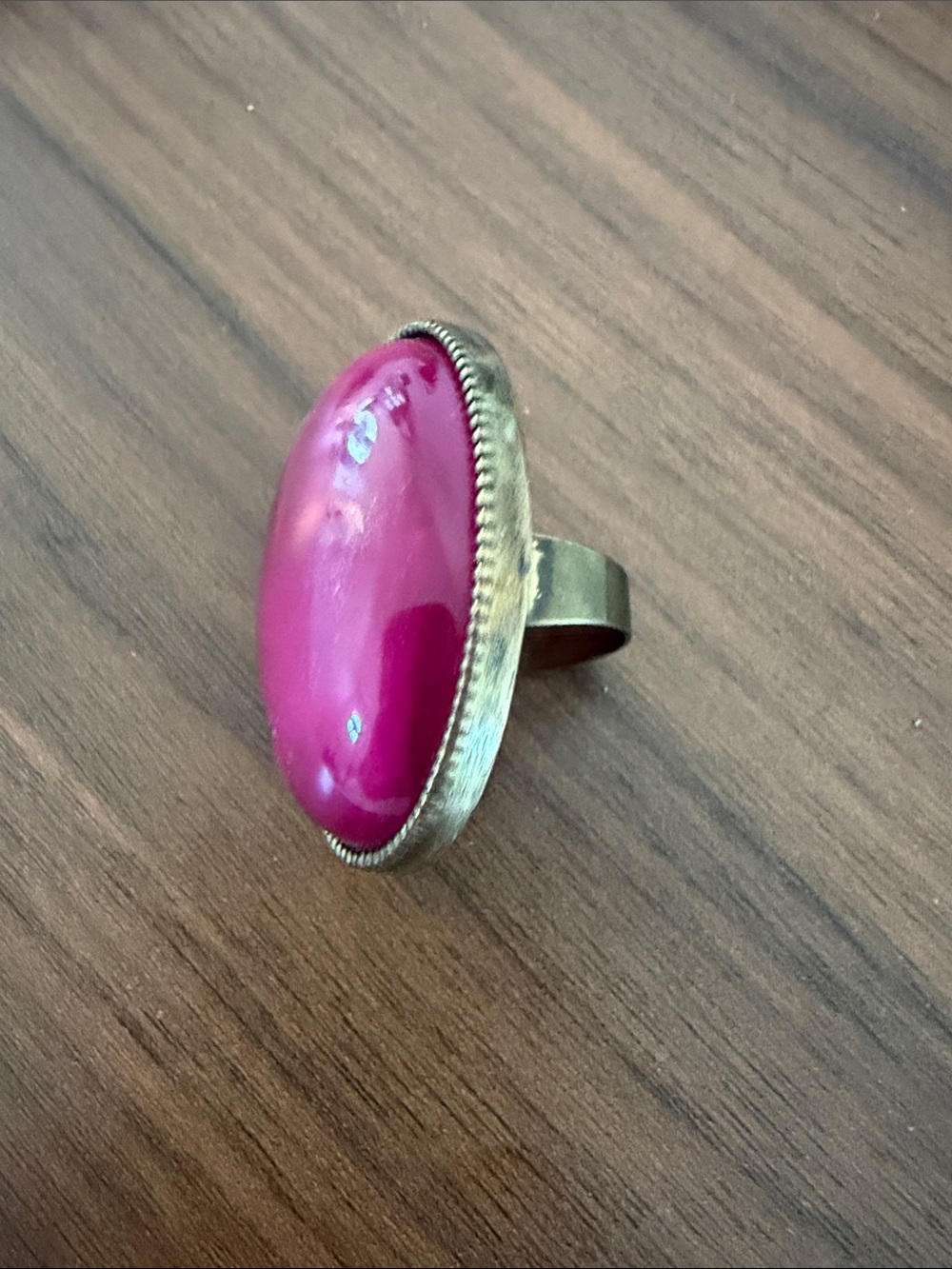 Magenta Pink Oval Statement Ring
